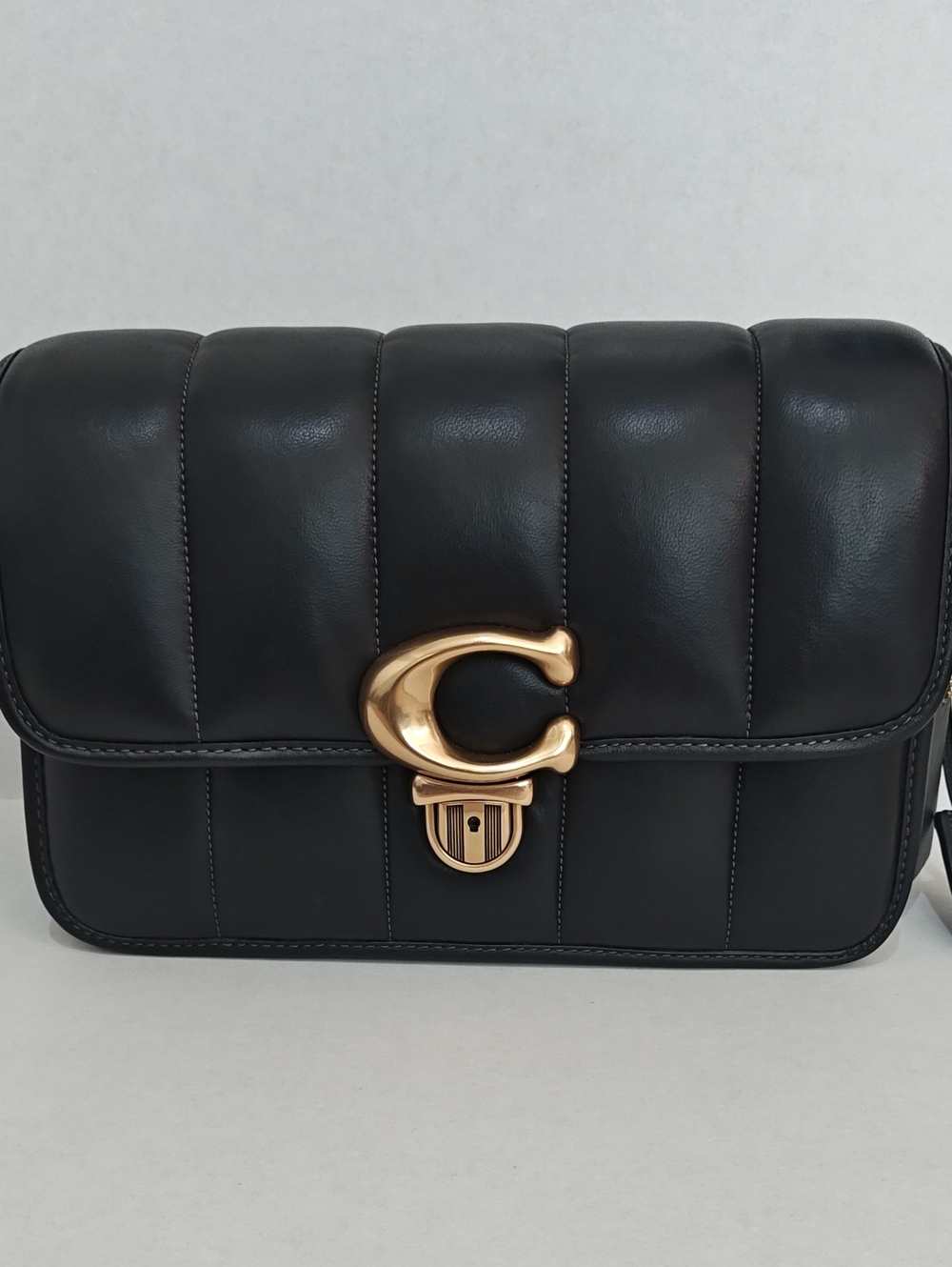 COACH Studio Crossbody Bag with Quilting in Black with Brass Hardware